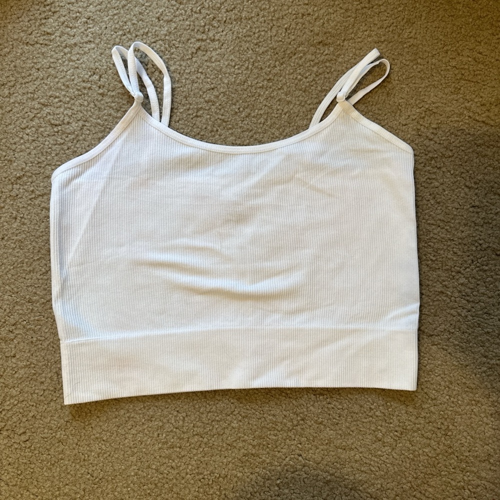 Elegant White Ribbed Camisole